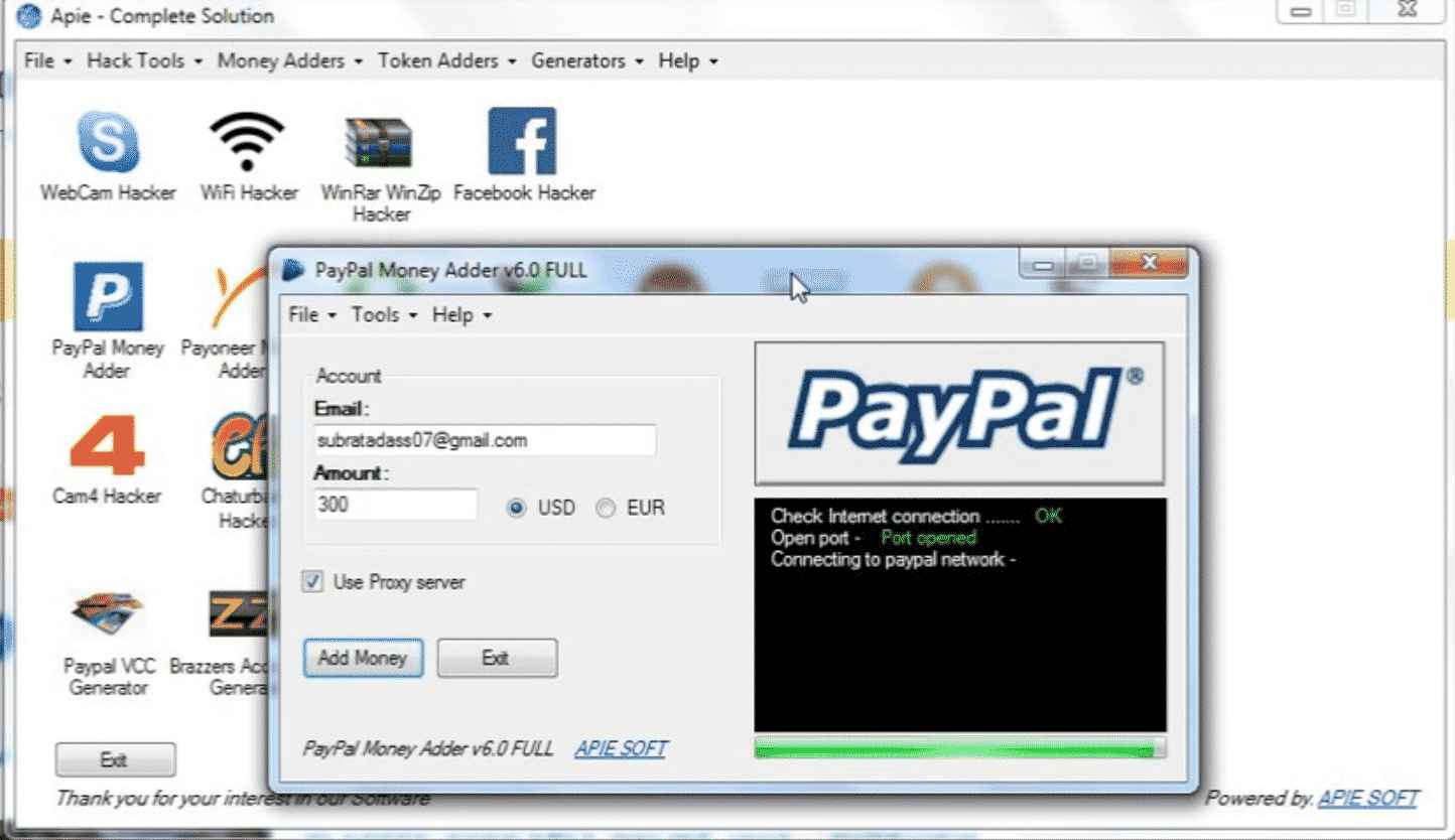 online working paypal money adder